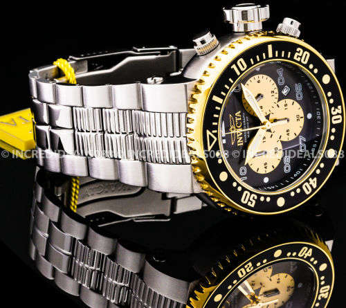 Invicta Men GRAND PRO DIVER COMBAT SEAL Chronograph Gold Black Silver 52MM Watch