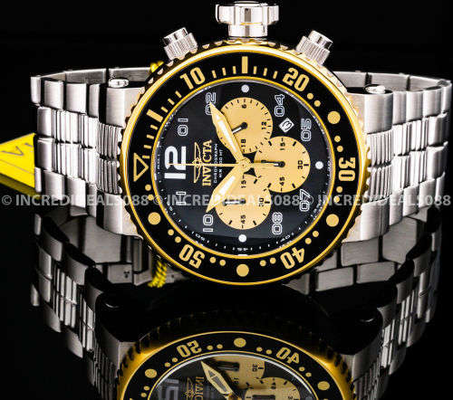 Invicta Men GRAND PRO DIVER COMBAT SEAL Chronograph Gold Black Silver 52MM Watch