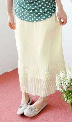 *Fashion Tokyo* Chiffon Long Skirt with Black Elastic Waist-White