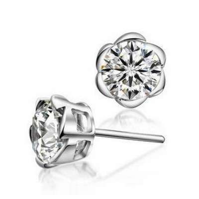 925 sterling silver rose flower earrings with cubic zirconia