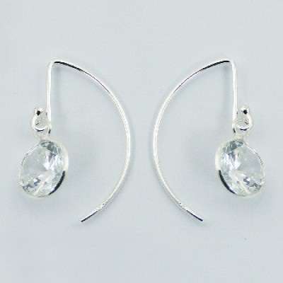 925 NEW MODERN sterling silver arc earrings with cubic zirconia