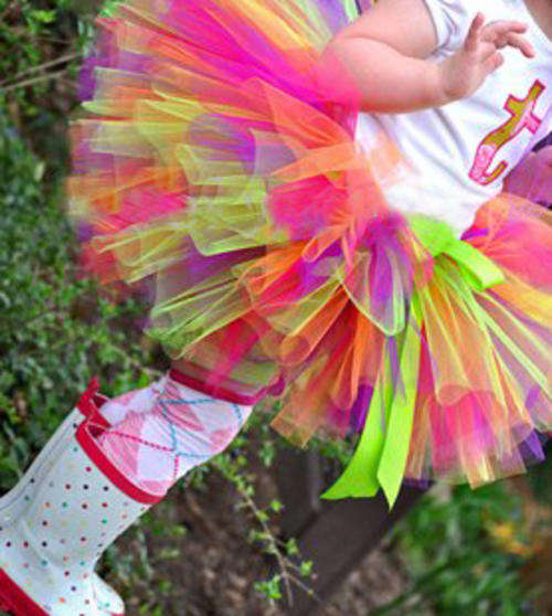 Lollipop Tutu Skirt - multi bright - sizes 0 - 6 and 6 - 12 months; 1 - 2 , 2 - 3 and 3 - 4years