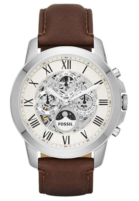 Fossil Men's Grant Automatic Watch With Brown Leather Band