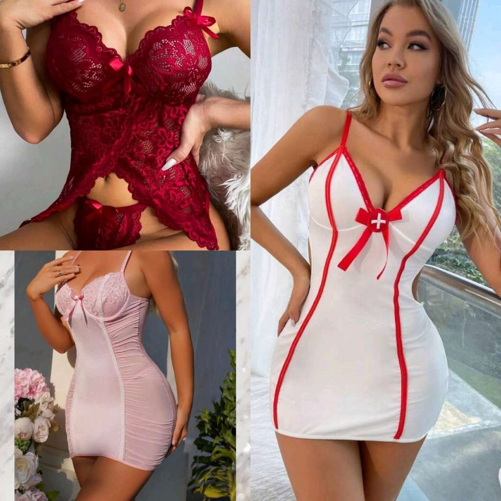 Sexy pink leopard print sleepwear: XL