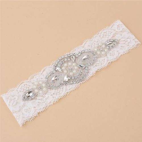 Rhinestone & Pearl Bridal Lace Garter