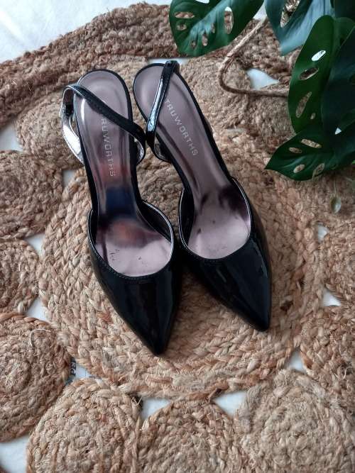 Black Patent Slingback Heels from Truworths