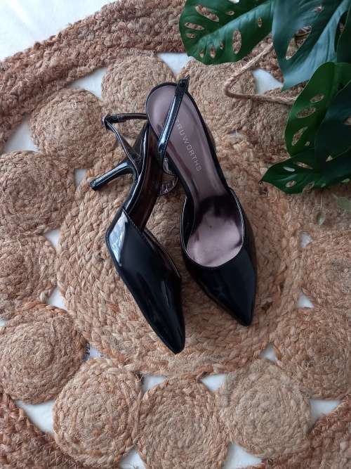 Black Patent Slingback Heels from Truworths