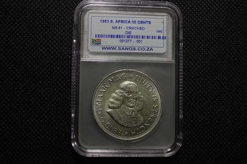 1963 MS61 50 CENTS - CRACKED DIE