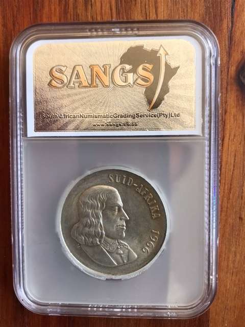 1966 SILVER PROTEA ONE RAND - HIGH GRADE MS62 - AFRIKAANS - UNCIRCULATED