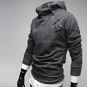 High collar coat 2012 men's jacket Gray US Size M