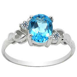 Brand New 2.0 ct GENUINE Natural Blue Topaz RING 9KT WHITE GOLD Sz 8