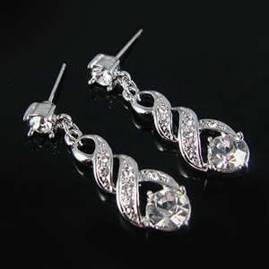 FEMININE Diamond SOLID White Gold EARRINGS