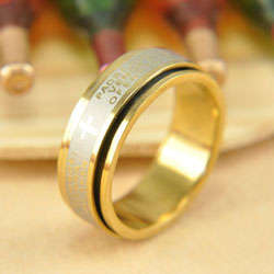 US Size 10 Stylish Spinner Titanium Ring with Lord's Prayer Engraving!