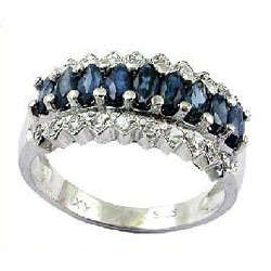 Brand New GENUINE Natural Sapphire RING SOLID 9KT WHITE GOLD Sz 7