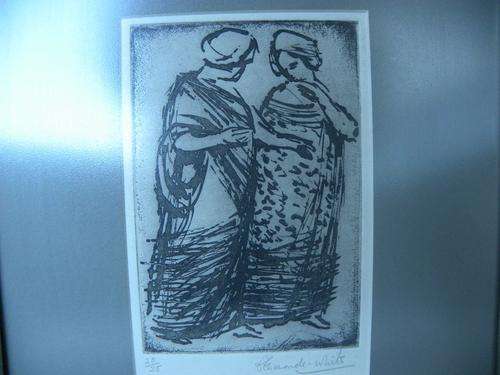 Esmonde-White etching: two women