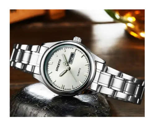 Women Quartz Casual Understated Face Stainless Steel Wristwatch