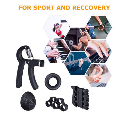5 Pack Hand Grip Strengthener Finger Forearm Strength Exerciser Kit-Black