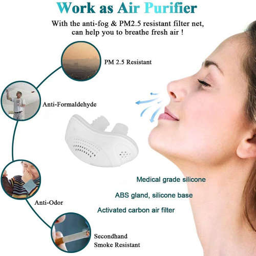 Electric Anti Snoring Sleeping Aid Device with USB Charging - White