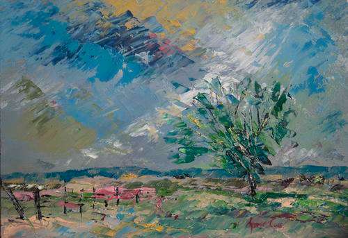 An original Tyrone Cass Impressionist landscape in oil