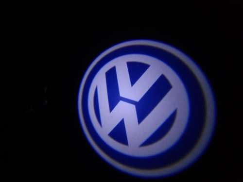 VW Blue door logo lights