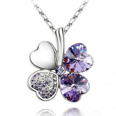 Four Leaf Clover Necklace Made With Swarovski Elements - STYLISH DESIGN!