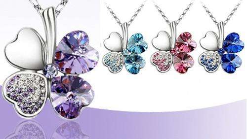 Four Leaf Clover Necklace Made With Swarovski Elements - STYLISH DESIGN!