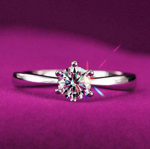 Beautiful Round Brilliant Cut Wedding Engagement Ring !!! Crystal Clear, Bright, Super Faceting!