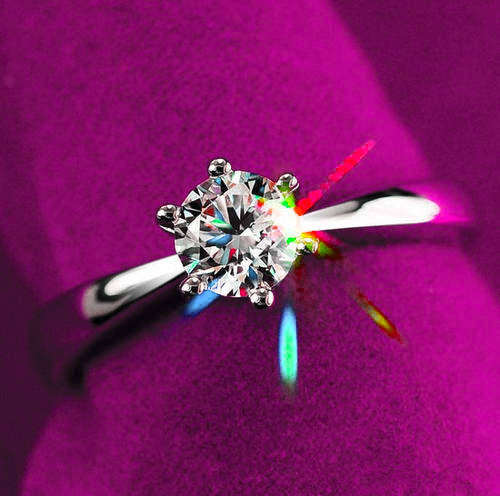 Beautiful Round Brilliant Cut Wedding Engagement Ring !!! Crystal Clear, Bright, Super Faceting!