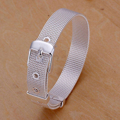 Beautiful! New 925 sterling silver filled belt style ladies bracelet, adjustable,9mm wide-Exquisite!