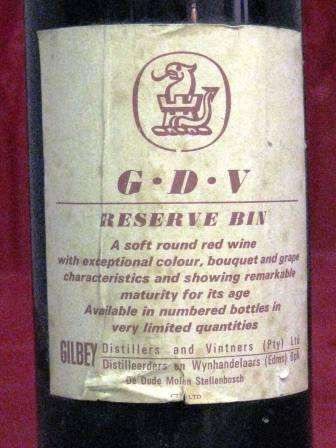 RARE! RARE! GDV RESERVE BIN 1969 - PRODUCED AT KLEINE ZALZE