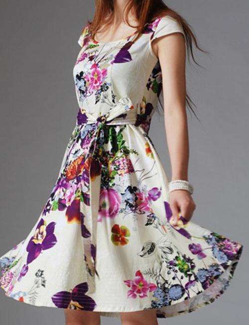 Ladies floran print dress size  34 , stretch cotton fabric