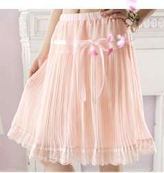 Pink skit with ribbon at hem -    fit for size 30---34