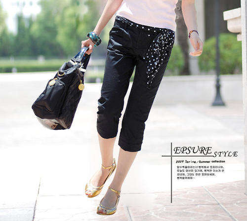 Ladies  stretch fabric  crop with sash belt   -    fit for size 30---32