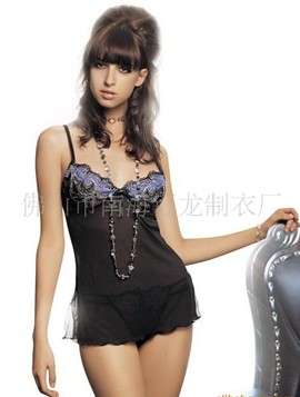 ladies mesh fabric sexy wear -black size L  with panties