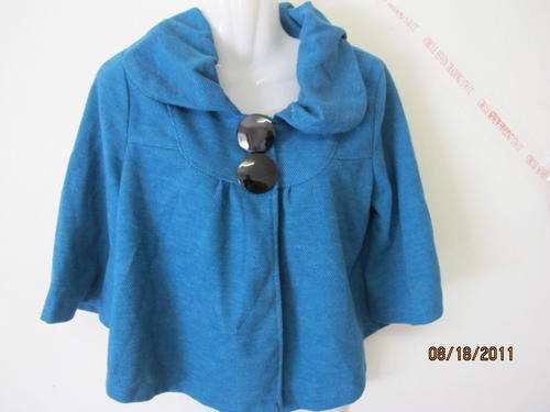 Ladies  3/4 sleeve blue  jacket - Size 32-34