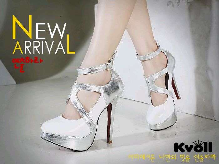 Ladies fashion  shoe  10cm height heel silver/white contrast Size 37( SA size 3.5)-ship from Durban