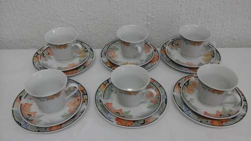 6 BEAUTIFUL AS GOOD AS NEW FLORAL TRIOS. AN ABSOLUTE MUST HAVE