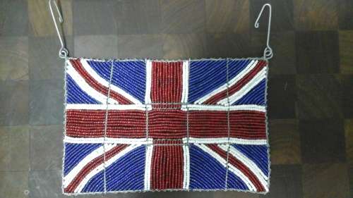 AWESOME WIRE AND BEAD BRITISH FLAG. FASCINATING COLLECTIBLE PIECE!