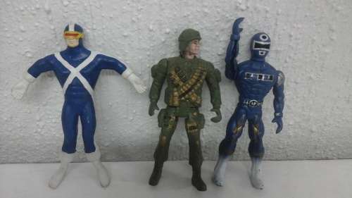 THREE AWESOME ACTION FIGURINES OF CYCLOPSE, ARMY SOLDIER AND POWER RANGER. REALLY COOL!