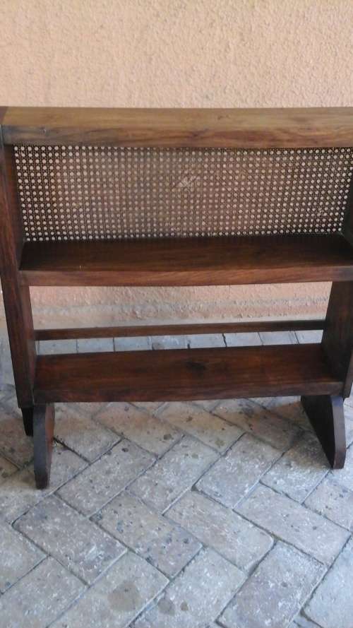 FABULOUS VINTAGE IMBUIA AND RATTAN CARVED BOOKSHELF. STUNNING & FUNCTIONAL PIECE!