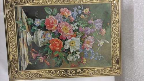 REALLY GORGEOUS VINTAGE STEEL STORAGE/ TRINKET TIN. EXQUISITE AND USEFUL PIECE!