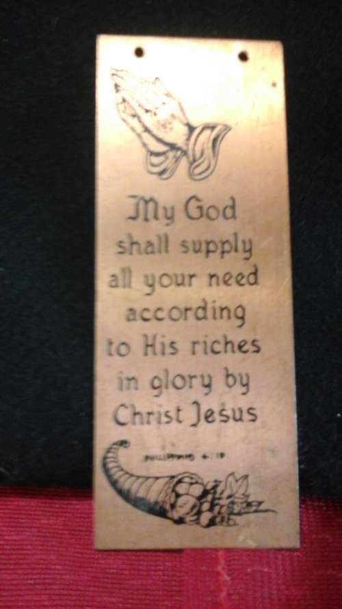 LOVELY COPPER PLAQUE WITH A VERSE FROM PHILIPPIANS