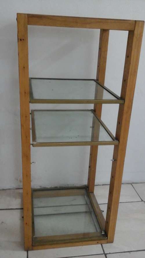 SIMPLY FANTASTIC GLASS AND STEEL FRAMED DISPLAY SHELF. FUNCTIONAL AND USEFUL PIECE!