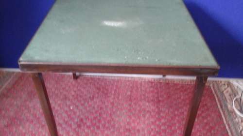 MAGNIFICENT VINTAGE WOOD AND FELT CARD TABLE. REALLY FANTASTIC PIECE!