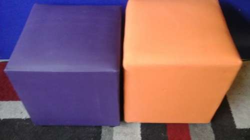 TWO TERRIFIC LEATHERETTE OTTOMANS. FANTASTIC AND USFULE PIECES!