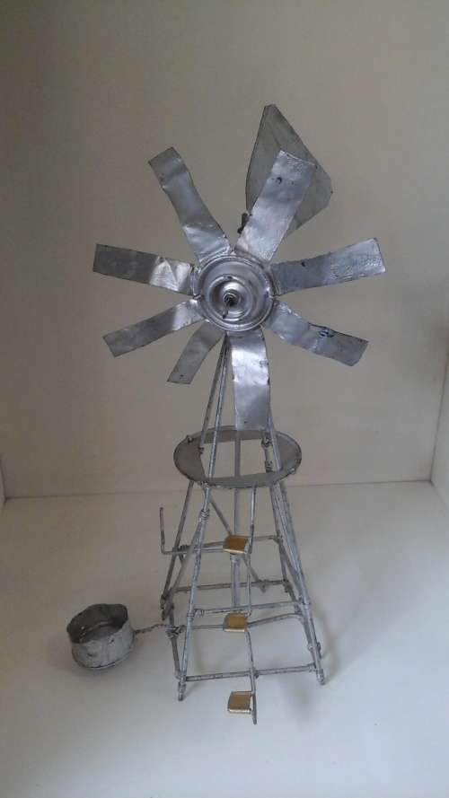 MAGNIFICENT MINIATURE STEEL WINDMILL. REALLY FANTASTIC PIECE!