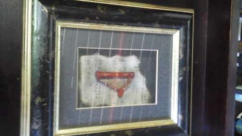 SIMPLY TERRIFIC FRAMED MUSIC SHEET AND MINIATURE HARP. BEAUTIFUL PIECE!