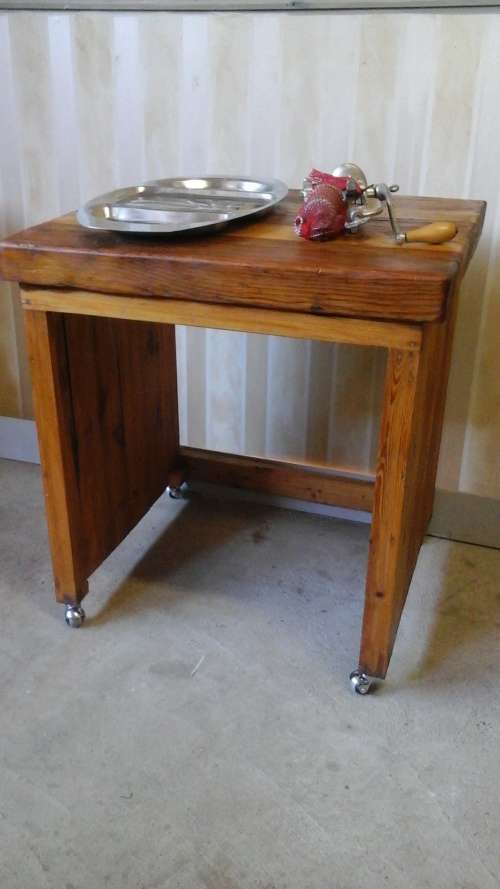 SIMPLY TERRIFIC BUTCHERS BLOCK/ WORKING SURFACE ON WHEELS. PHENOMENAL AND FUNCTIONAL PIECE!