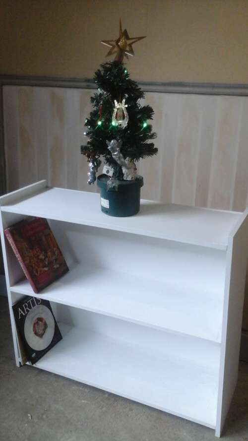 MAGNIFICENT WOODEN BOOK SHELF. TWO SHELVES. TERRIFIC AND FUNCTIONAL PIECE!