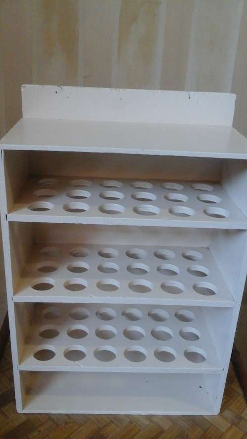 MAGNIFICENT VINTAGE WOODEN EGG CUPBOARD. HOLDS 54 EGGS. TERRIFIC, UNUSUAL AND USEFUL!